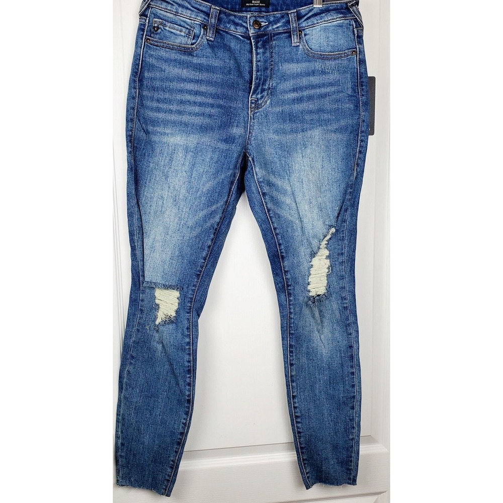True Religion HALLE Mid Rise Super Skinny Raw Hem Jeans  Women's Size 29